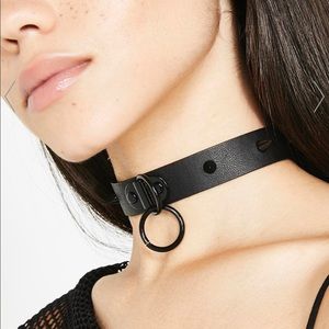 Black Spiked O Ring Choker